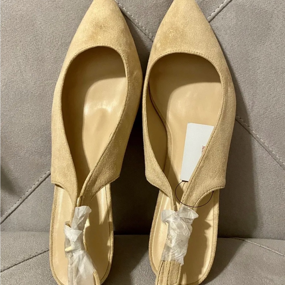 Vostey Milan NEW Nude Suede Sling-backs Size 9.5